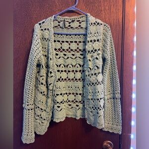 Vintage Crocheted Geometric Cardigan Y2K 2000s Grunge